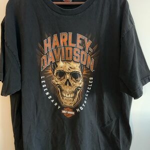 Harley-Davidson Black Tee with Orange Skull Graphic